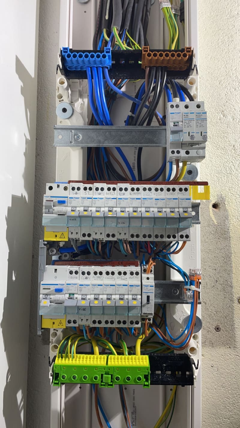 Nouveau tableau électrique en colonne après remplacement